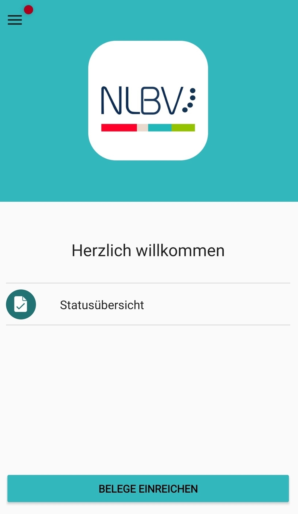 Startbildschirm der NLBV Beihilfe-App